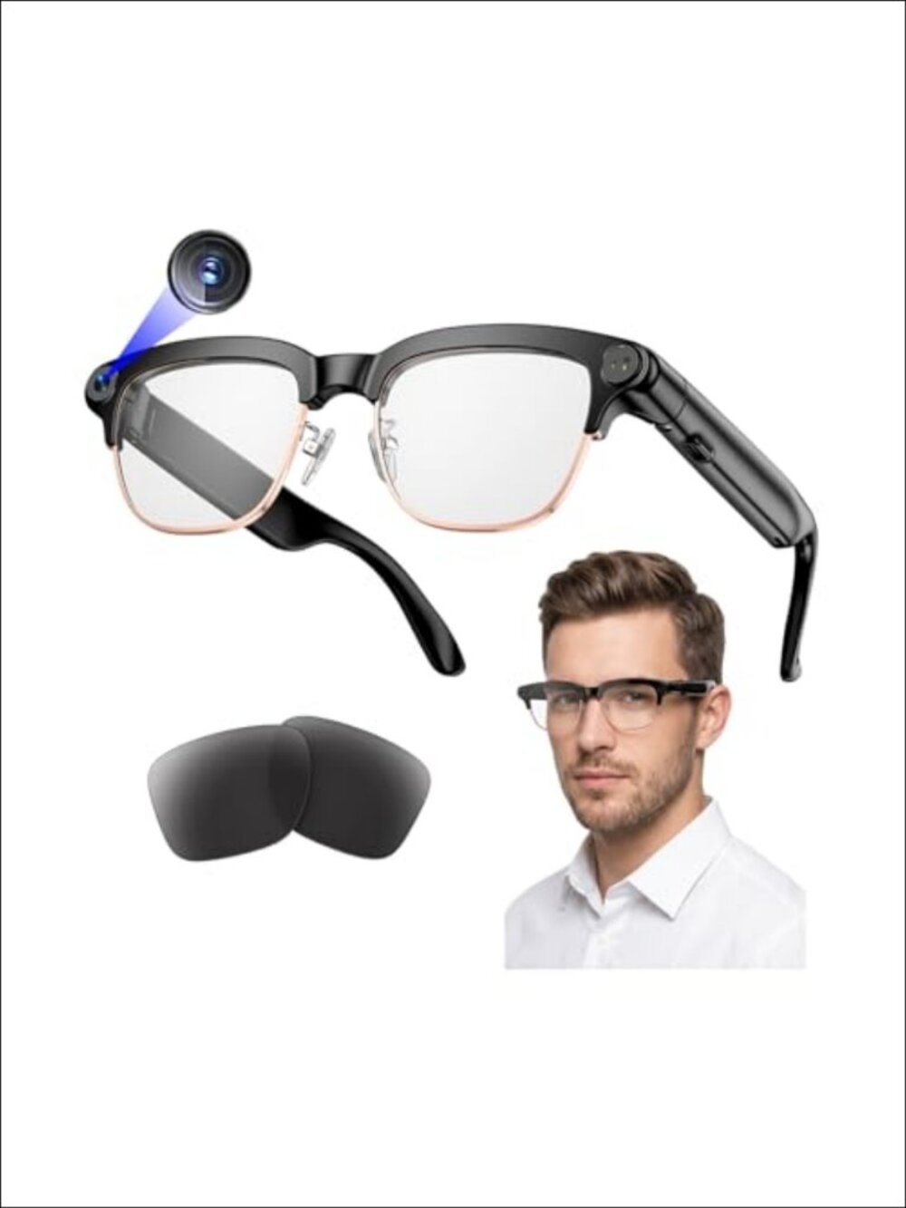 AI Smart Glasses 4K Video 8MP Photo Camera Voice Assistant